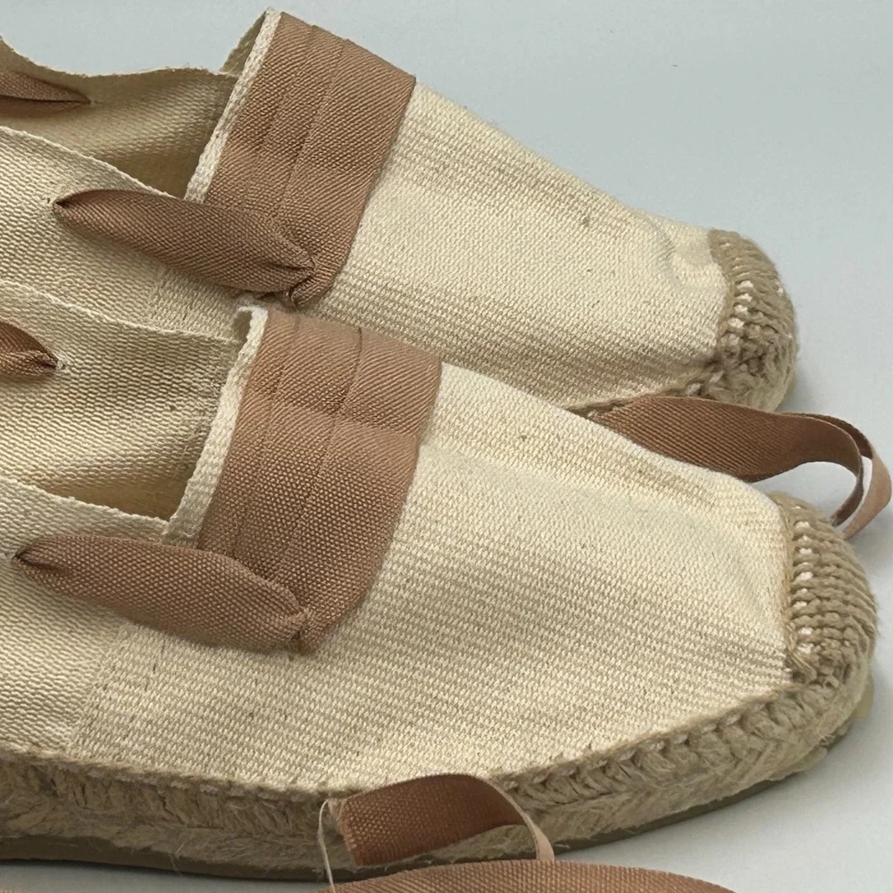 Diegos® Handmade Spanish‎ Espadrilles Catalina White Wedge Lace up Shoes Size 38
